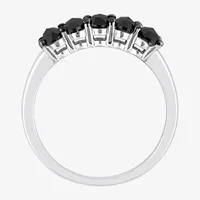 Midnight Black 1 1/4 CT. T.W. Mined Diamond 10K White Gold 5-Stone Anniversary Band