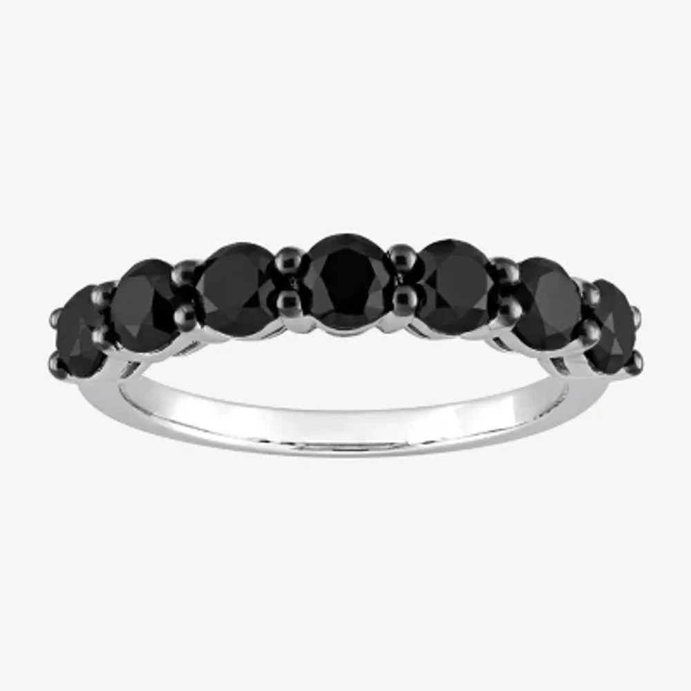 Midnight Black 7-Stone 1 3/4 CT. T.W. Natural Diamond 10K White Gold Anniversary Wedding Band