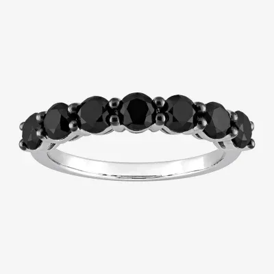 Midnight Black 7-Stone 1 3/4 CT. T.W. Natural Diamond 10K White Gold Anniversary Wedding Band
