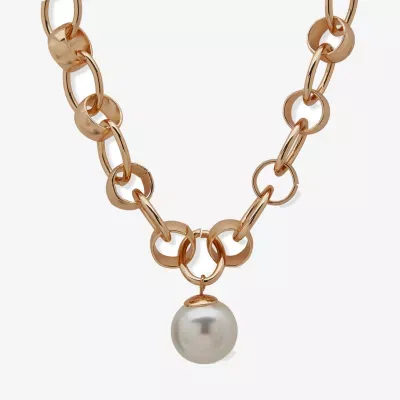 Worthington Simulated Pearl 20 Inch Cable Collar Necklace