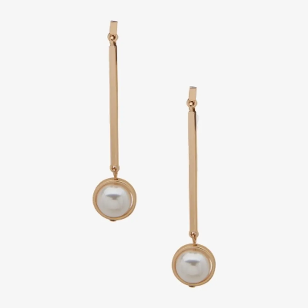 Worthington Linear Simulated Pearl Drop Earrings