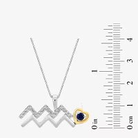 Womens Gemstone Zodiac Pendant Necklace Sterling Silver and 10K Gold