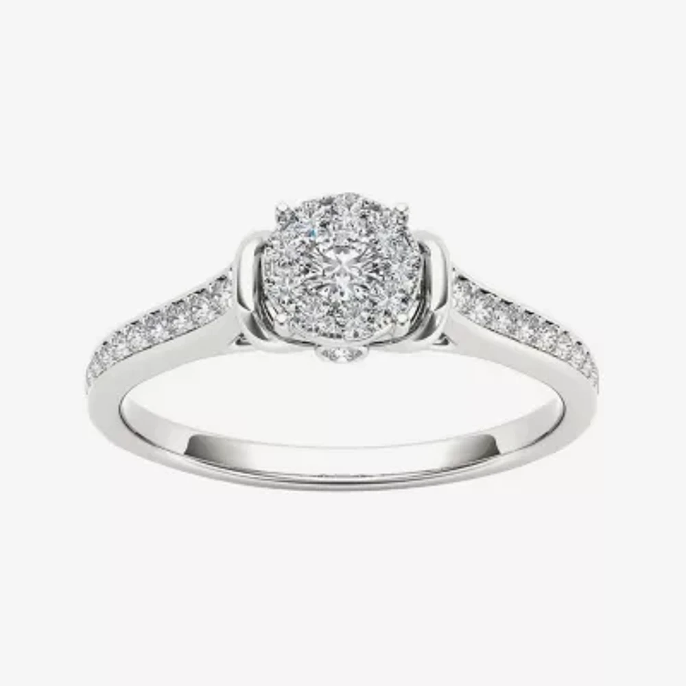 1/3 CT.T.W. Natural Diamond 10K Gold Round Cluster Engagement Ring