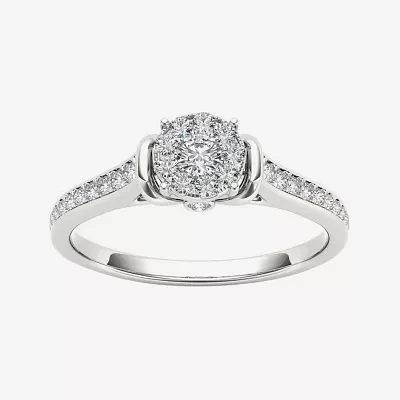 1/ CT.T.W. Natural Diamond 10K Gold Round Cluster Engagement Ring