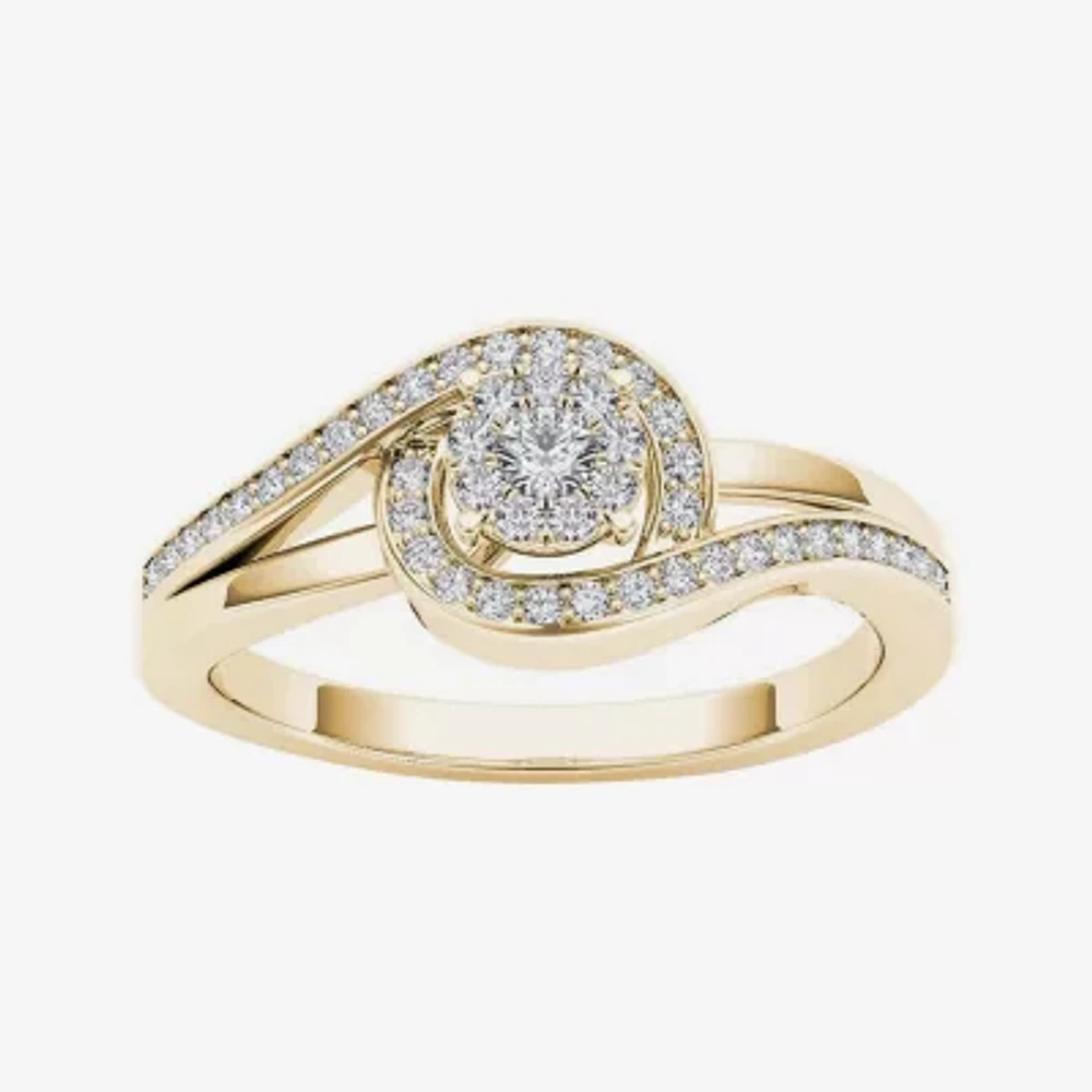 1/5 CT.T.W. Natural Diamond Swirl 10K Yellow Gold Engagement Ring