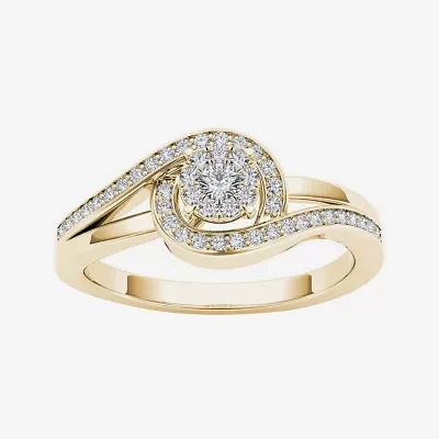 1/5 CT.T.W. Natural Diamond Swirl 10K Yellow Gold Engagement Ring