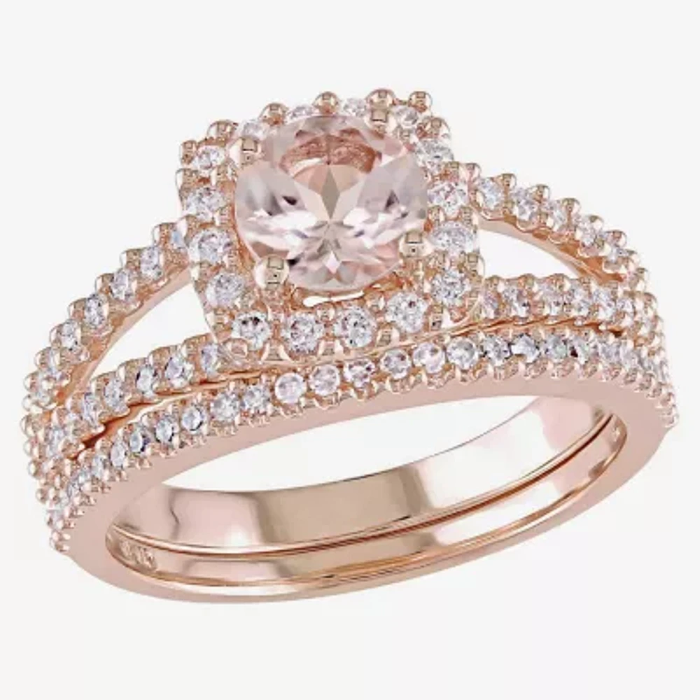 5/8 CT. T.W. Pink Morganite 14K Gold Bridal Set