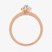 Promise My Love Womens Diamond Accent Natural White 10K Rose Gold Over Silver Round Ring