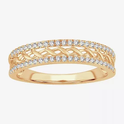 Womens 1/5 CT. Natural White Diamond 10K Gold Anniversary Wedding Band