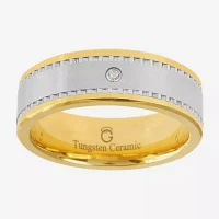 Ceramic & Tungsten Ring with Diamond Accent