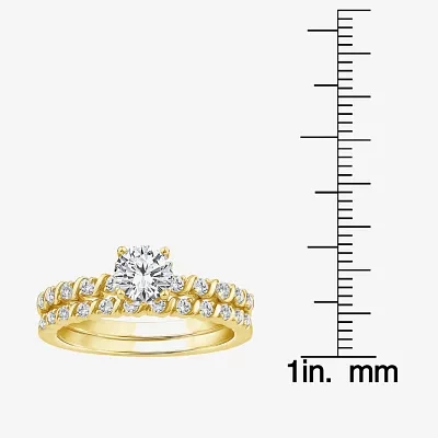 F/ Vs2) Womens 1 CT. T.W. Lab Grown White Diamond 10K Gold Round Side Stone Bridal Set