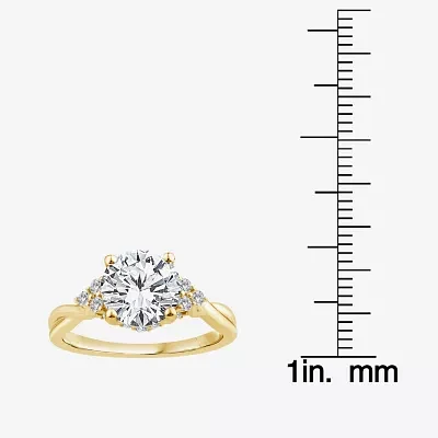 (G / Si1-Si2) Womens 2 1/4 CT. T.W. Lab Grown White Diamond 10K Gold Round Side Stone Engagement Ring