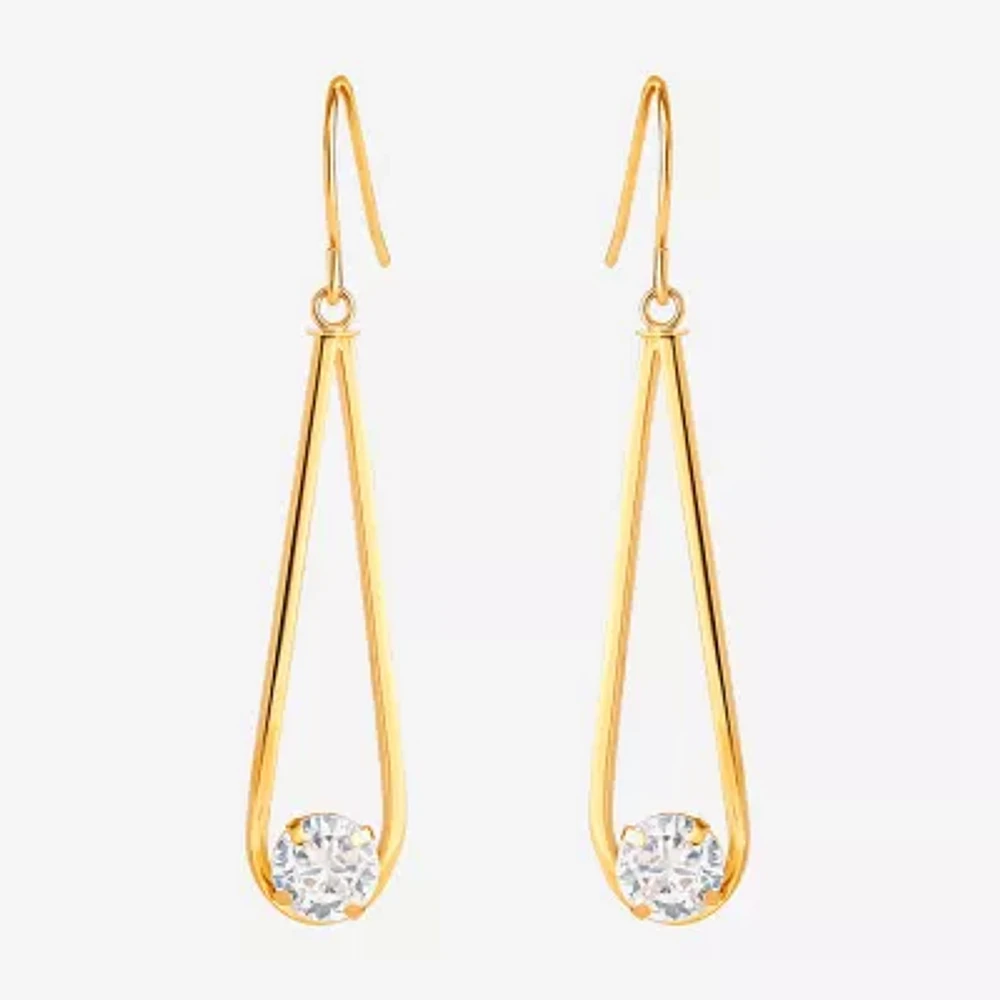 White Cubic Zirconia 14K Gold Drop Earrings