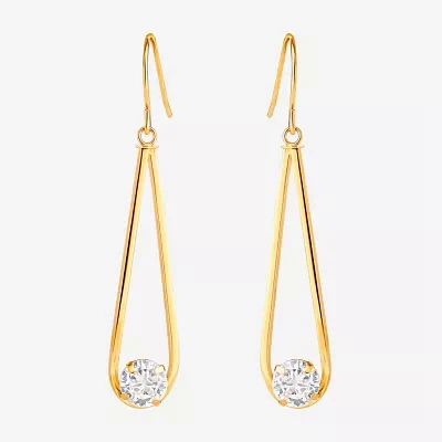 White Cubic Zirconia 14K Gold Drop Earrings