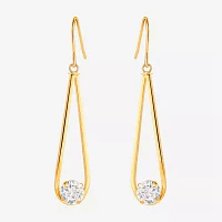 White Cubic Zirconia 14K Gold Drop Earrings