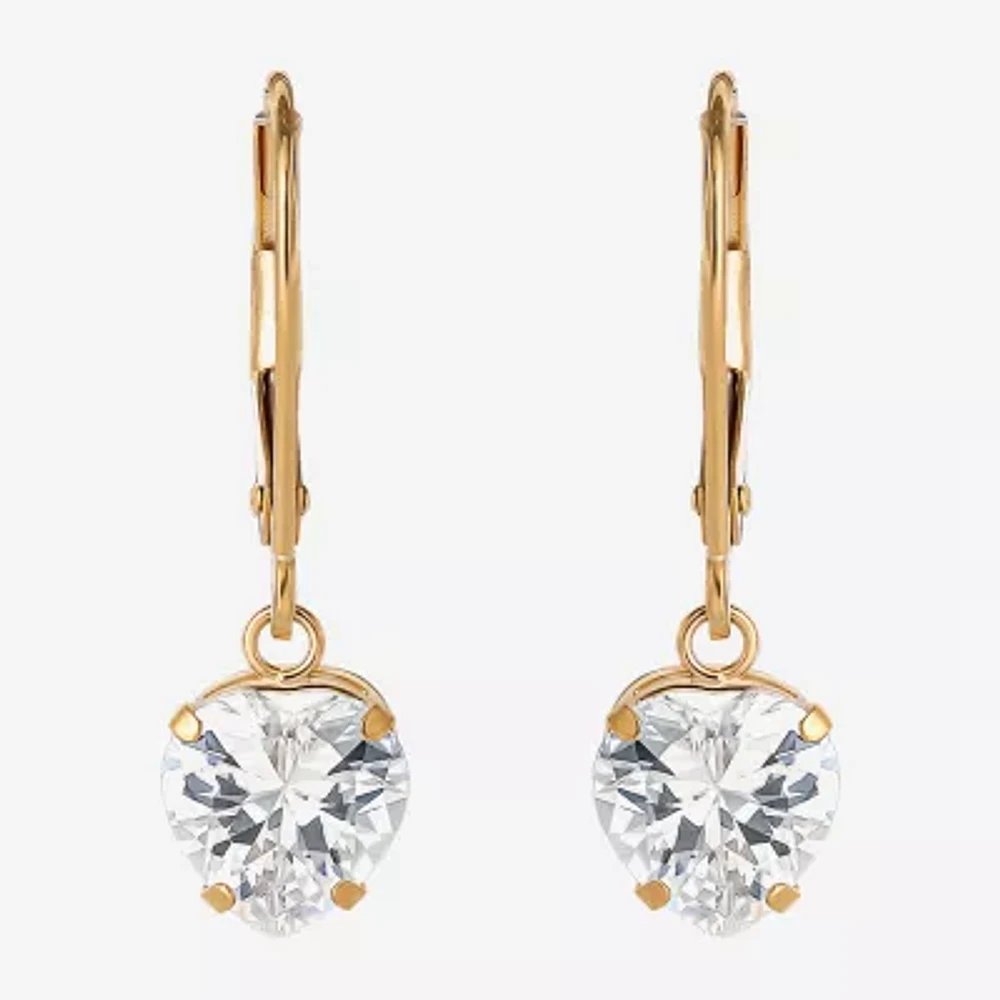 Heart-Shaped Cubic Zirconia Earrings 14K Gold  