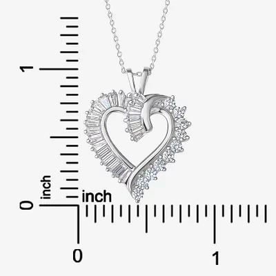 DiamonArt® Womens White Cubic Zirconia Sterling Silver Heart Pendant Necklace