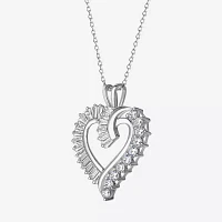 DiamonArt® Womens White Cubic Zirconia Sterling Silver Heart Pendant Necklace