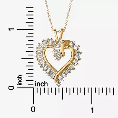 DiamonArt® Womens White Cubic Zirconia 14K Gold Over Silver Heart Pendant Necklace