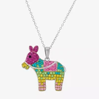 Mule Womens Multi Color Crystal Sterling Silver Pendant Necklaces