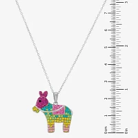Mule Womens Multi Color Crystal Sterling Silver Pendant Necklaces