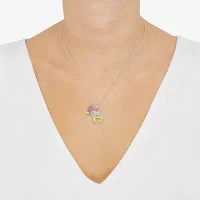 Mule Womens Multi Color Crystal Sterling Silver Pendant Necklaces