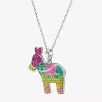 Mule Womens Multi Color Crystal Sterling Silver Pendant Necklaces