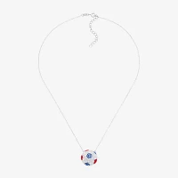 Soccer Ball Womens Multi Color Crystal Sterling Silver Pendant Necklace