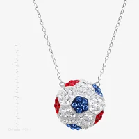 Soccer Ball Womens Multi Color Crystal Sterling Silver Pendant Necklace