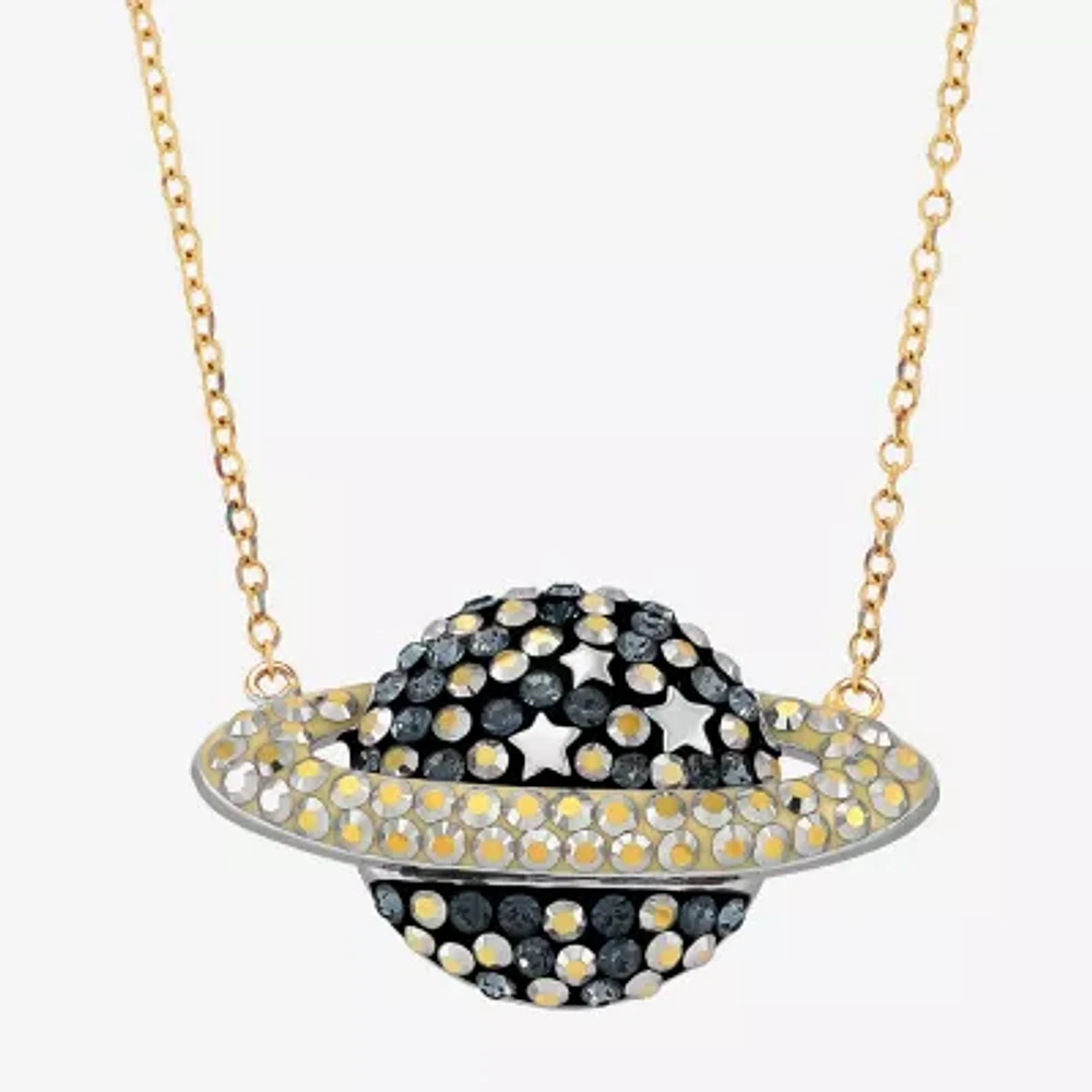 Globe Womens Multi Color Crystal 14K Gold Over Silver Pendant Necklace