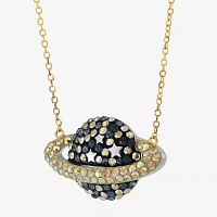 Globe Womens Multi Color Crystal 14K Gold Over Silver Pendant Necklace