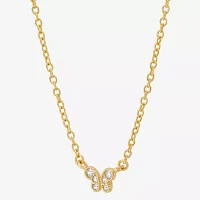 Womens Crystal 14K Gold Over Silver Butterfly Pendant Necklace