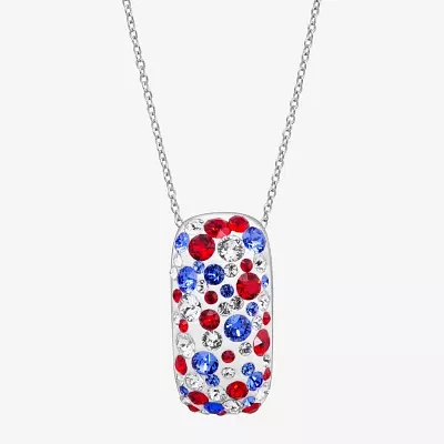 Womens Multi Color Crystal Sterling Silver Pendant Necklace