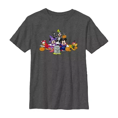 Disney Collection Little & Big Boys Crew Neck Short Sleeve Mickey and Friends Graphic T-Shirt