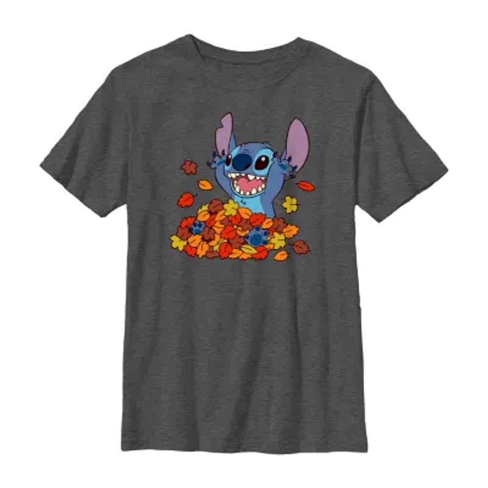 Disney Collection Little & Big Boys Crew Neck Short Sleeve Stitch Graphic T-Shirt