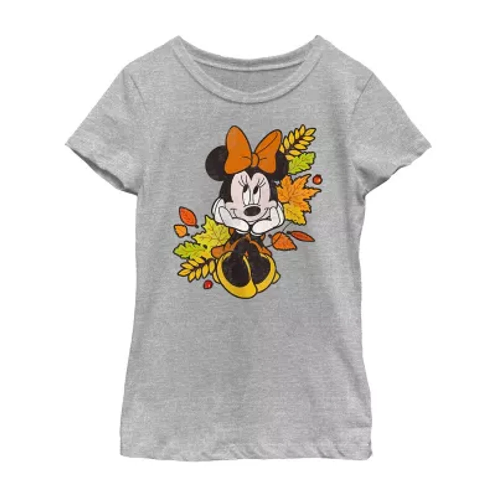 Disney Collection Little & Big Girls Crew Neck Short Sleeve Minnie Mouse Graphic T-Shirt