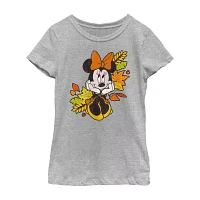 Disney Collection Little & Big Girls Crew Neck Short Sleeve Minnie Mouse Graphic T-Shirt