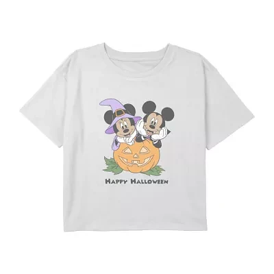 Disney Collection Little & Big Girls Crew Neck Short Sleeve Mickey and Friends Graphic T-Shirt