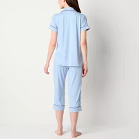 Jaclyn Womens 2-pc. V-Neck Short Sleeve Capri Pajama Set