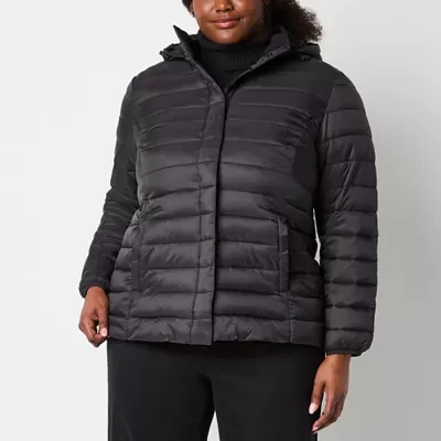 St. John's Bay Womens Plus Adaptive Midweight Puffer Jacket