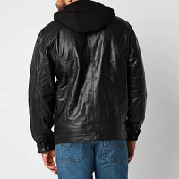 Victory Mens Big and Tall Leather Removable Hood Midweight Jacket