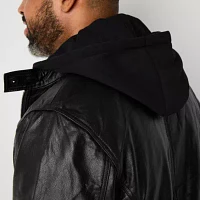 Victory Mens Big and Tall Leather Removable Hood Midweight Jacket