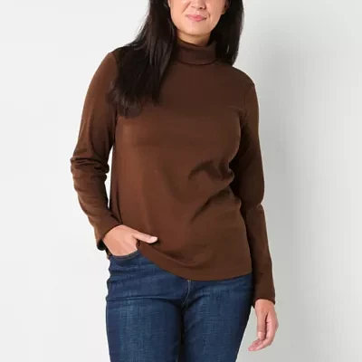 St. John's Bay Womens Turtleneck Long Sleeve T-Shirt
