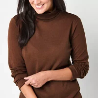 St. John's Bay Womens Turtleneck Long Sleeve T-Shirt