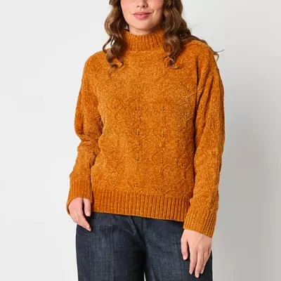 Liz Claiborne Womens Mock Neck Long Sleeve Pullover Sweater