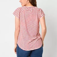 Liz Claiborne Womens V Neck Short Sleeve Blouse