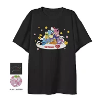 Big Girls Oversized Round Neck Short Sleeve Care Bears Hello Kitty Graphic T-Shirt