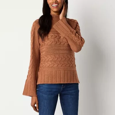 St. John's Bay Womens Mock Neck Long Sleeve Pullover Sweater