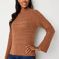 St. John's Bay Womens Mock Neck Long Sleeve Pullover Sweater