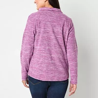 St. John's Bay Polar Fleece Womens Mock Neck Long Sleeve Adaptive Easy-on + Easy-off Sweatshirt
